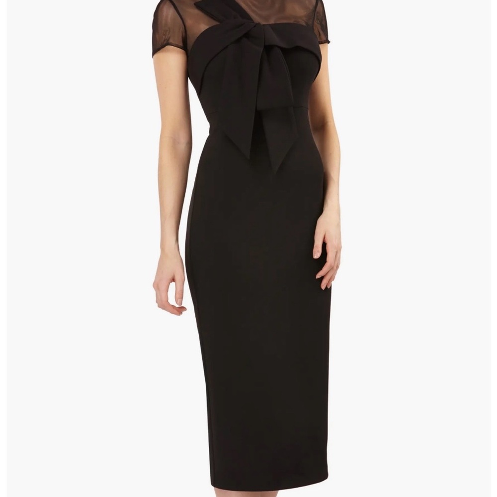 JS Collections Black Midi Dress with Bow Accent